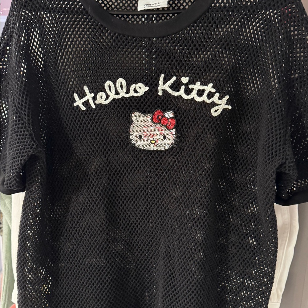Hello Kitty Black Mesh Top